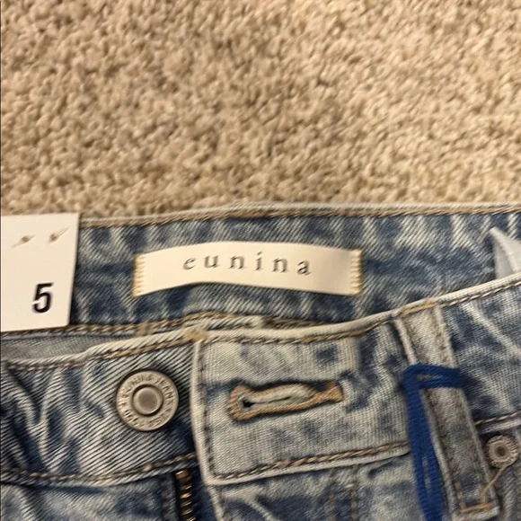 Eunina Light Blue Distressed Straight Leg Jeans - Picture 3 of 4